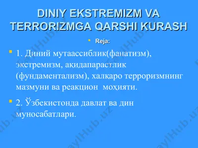 diniy ekstremizm va terrorizmga qarshi kurash — PPT