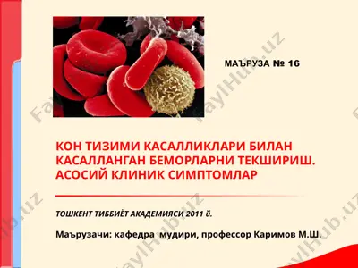 кон тизими касалликлари билан касалланган беморларни текшириш — PPT