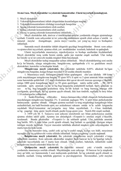 moyli ekstraktlar va yekstrakt konsentratlar — DOCX