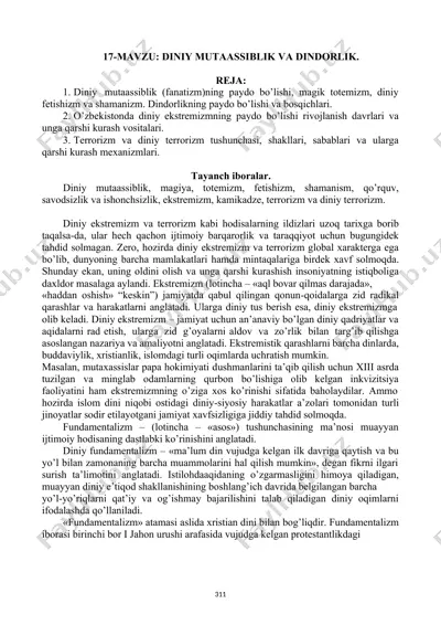diniy ekstremizm va terrorizm — DOCX
