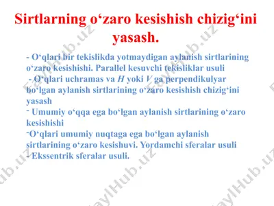 sirtlarning o‘zaro kesishish chizig‘ini yasash — PPTX