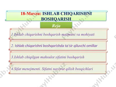 ishlab chiqarishni boshqarish — PPTX