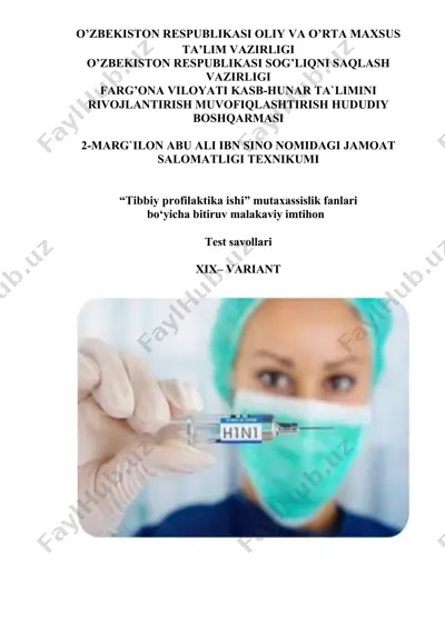 tibbiy profilaktika ishi mutaxassislik fanlari bo‘yicha bitiruv malakaviy imtihon — DOC