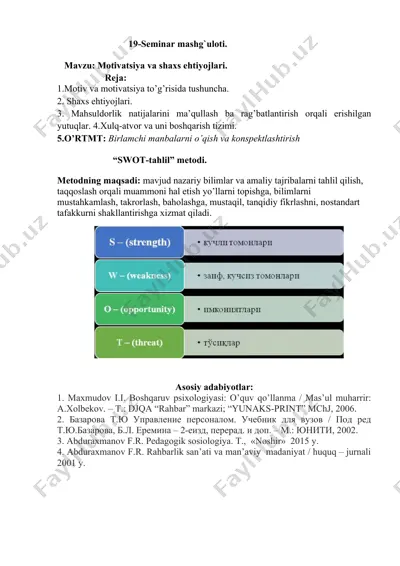 swot-tahlil metodlari — DOC
