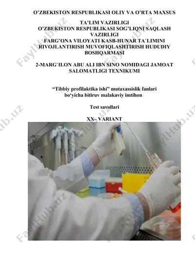 tibbiy profilaktika ishi mutaxassislik fanlari bo‘yicha bitiruv malakaviy imtihon — DOCX