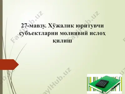 хўжалик юритувчи субъектларни молиявий ислоҳ қилиш — PPTX