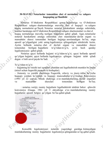 notariuslar tomonidan chet el normalari va xalqaro huquqning qo’llanilishi — DOCX