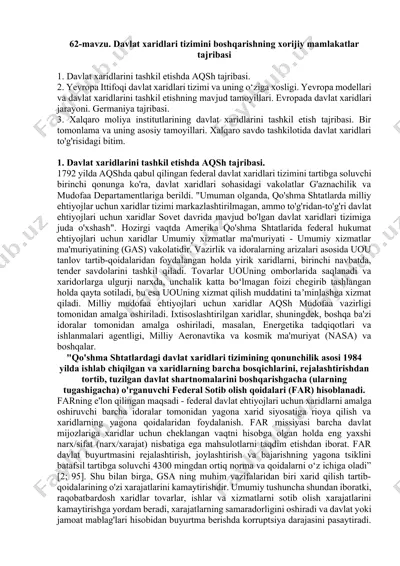 davlat xaridlari tizimini boshqarishning xorijiy mamlakatlar tajribasi — DOCX