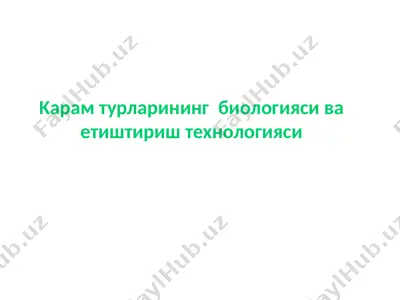 kарам турларining biologiyasi va etishtirish texnologiyasi — PPT