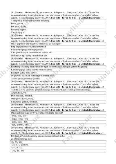 o`rta ta`lim muassasalarining 6-sinf va o`rta maxsus, kasb-hunar ta`limi muassasalari o`quvchilari uchun darslik — DOCX