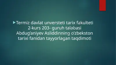 buxoro amirligidagi davlat mansablar va unvonlari ta'limi — PPTX