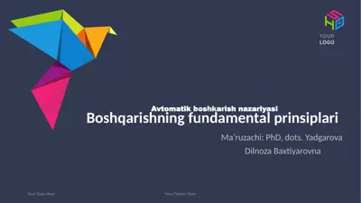 avtomatik boshqarish nazariyasi: boshqarishning fundamental prinsiplari — PPTX