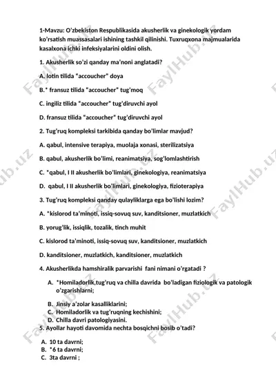 o'zbekiston respublikasida akusherlik va ginekologik yordam ko'rsatish muassasalari — DOCX
