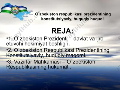 о`zbekiston respublikasi prezidentining konstitutsiyaviy, huquqiy maqomi — PPT