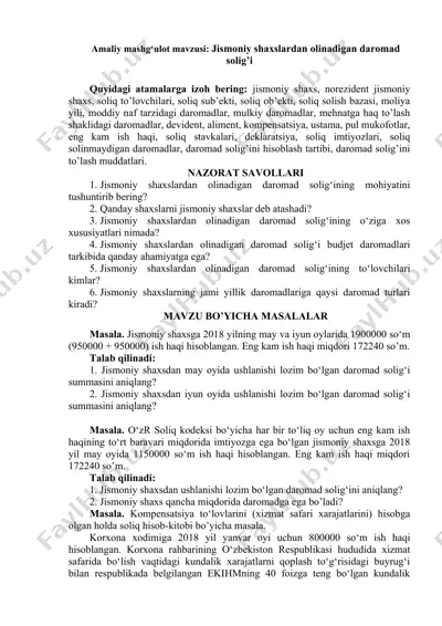 jismoniy shaxslardan olinadigan daromad solig’i — DOCX