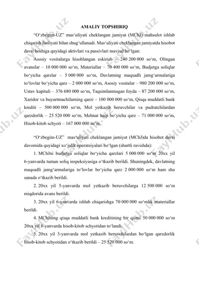 "oʻzbegim-uz" masʻuliyati cheklangan jamiyat (mchj) mahsulot ishlab chiqarish faoliyati — DOCX
