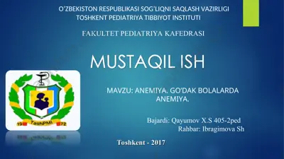 anemiya. go’dak bolalarda anemiya — PPT