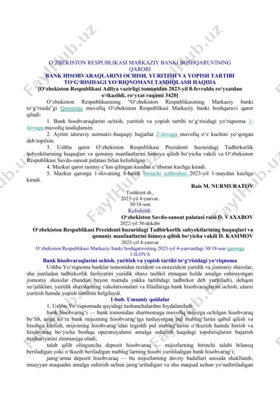 o‘zbekiston respublikasi markaziy banki boshqaruvining qarori — DOC