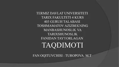 o'zbekiston tarixshunoslik fanining rivojlanishi — PPTX