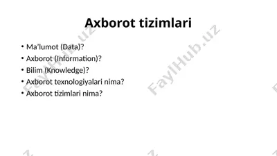 axborot texnologiyalari va zimlari — PPTX