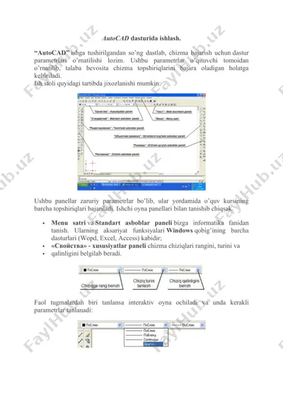 autocad dasturida ishlash — DOCX