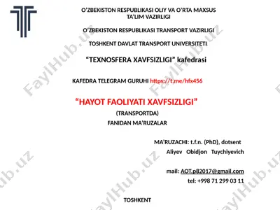 "hayot faoliyati xavfsizligi" — PPTX