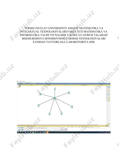tarmoq texnologiyalari fanidan tayyorlaga laboratoriya ishi — DOCX