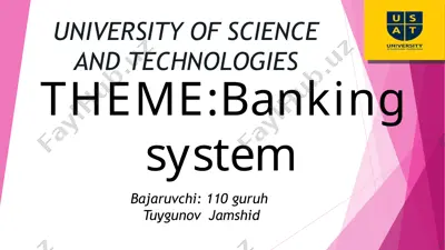 banking sistem - bank tizimi — PPTX