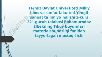 tolalar va ularning foydalanish sohalarini o‘rganish — PPTX