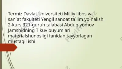 tandalash haqida umumiy ma'lumot — PPTX