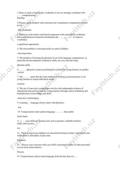 vocabulary and comprehension instruction — DOCX