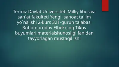 kimyoviy tolalar ishlab chiqarish metodlari — PPTX