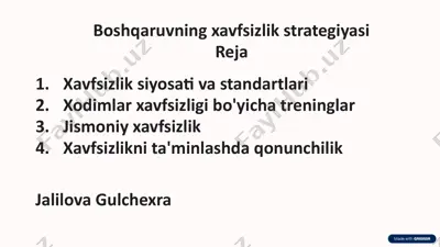 xavfsizlikning strategiyalari — PPTX