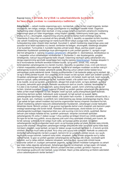 zaharlanish va reanimatsiya tadbirlari — DOCX