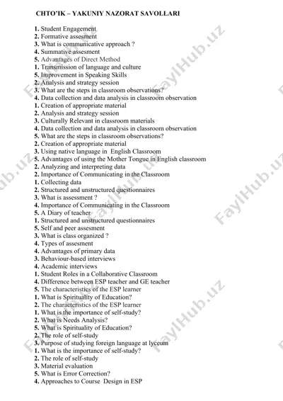 chto’ik – yakuniy nazorat savollari — DOCX