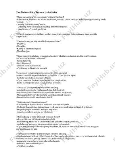 boshlang’ich ta’lim nazariyasiga kirish — DOC
