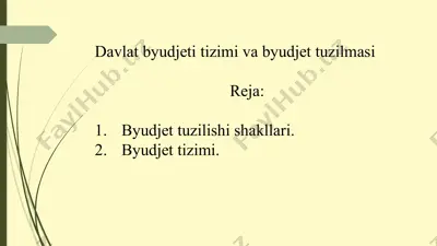 davlat byudjeti tizimi va byudjet tuzilmasi — PPT