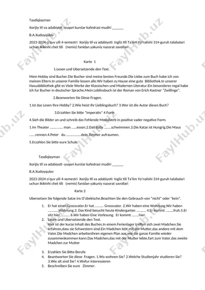 roman "zwillinge" (zvingerlar) — DOC
