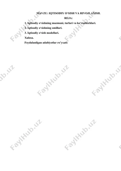 iqtisodiy o‘sish va rivojlanish — DOCX