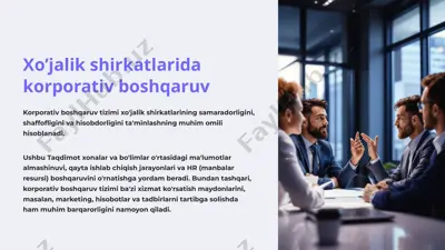 xo’jalik shirkatlarida korporativ boshqaruv — PPTX