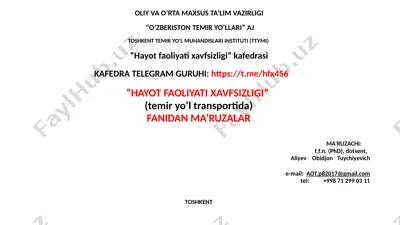 elektrlashtirilgan temir yo'l uchastkalarida elektr xavfsizligi — PPTX