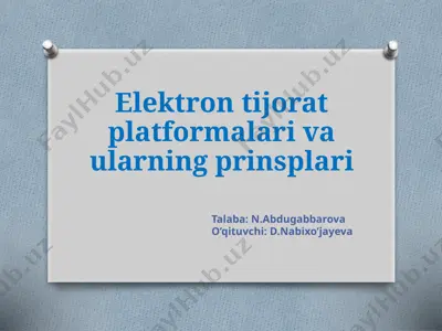elektrontijorat platformalari va ularning prinsiplari — PPTX