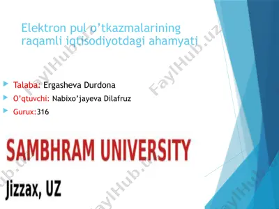 elektronpulo'tkazmalarining raqamli iqtisodiyotdagi ahamiyati — PPTX
