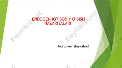 endogen iqtisodiy o‘sish nazariyasi — PPTX