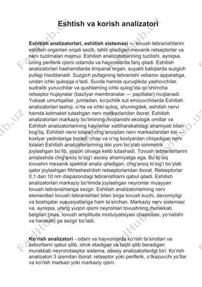 eshitish va korish analizatori — DOCX