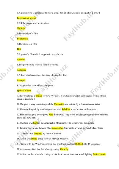 film terminology — DOCX