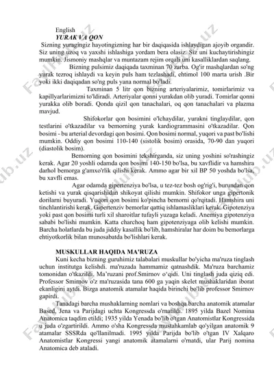 yurak va qon — DOCX