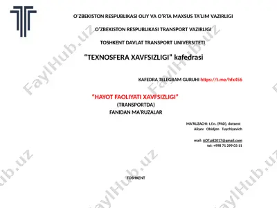 "hayot faoliyati xavfsizligi" — PPTX