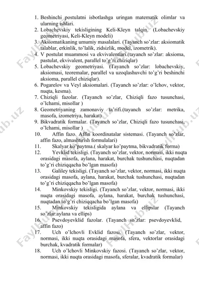 matematik geometriya asoslari — DOCX