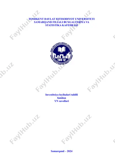 investitsiya loyihalari tahlili — DOCX
